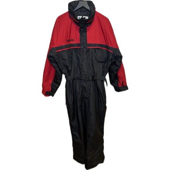 Vintage Columbia Ski Suit One Piece Snowsuit Jumpsuit Retro Black Red Mens XL - Picture 1 of 13